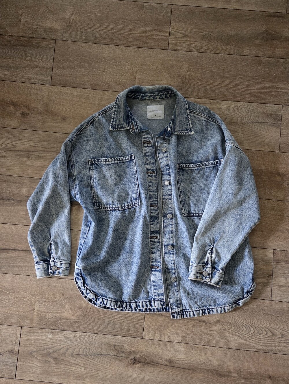 Oversized Light Wash Denim Jacket - Women